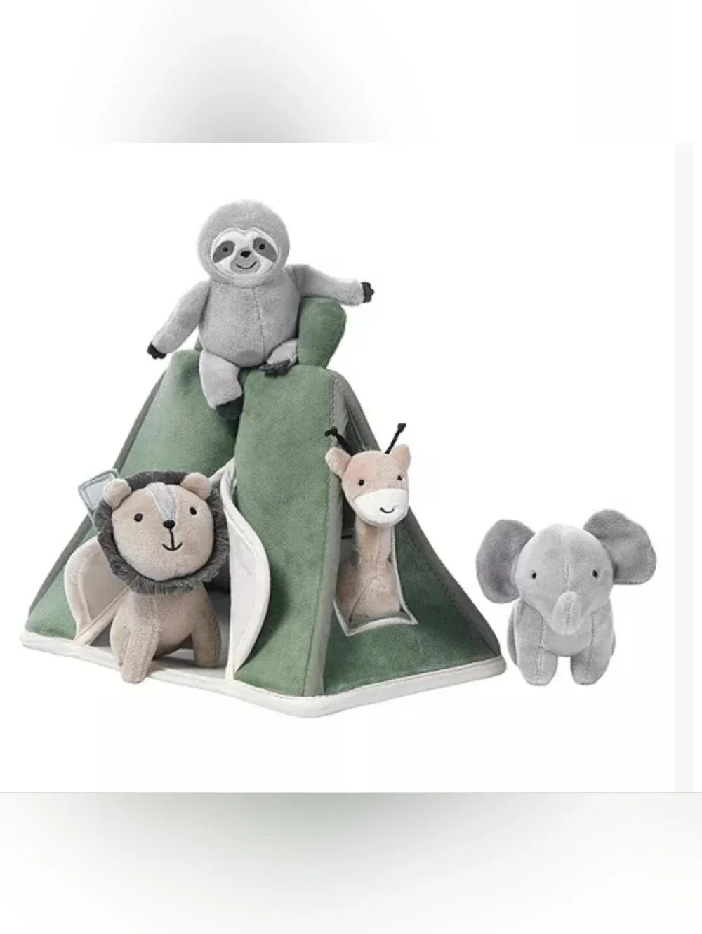 Lambs & Ivy Safari Tent Plush Nursery Toy Set Green Plush Animals 5pc - Picture 1 of 16